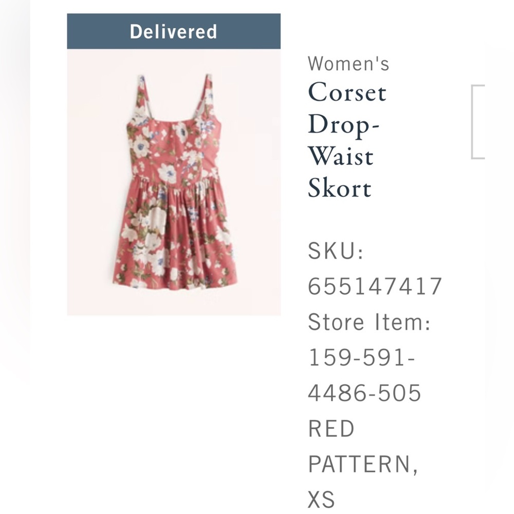 Abercrombie corset drop waist skort dress in XS